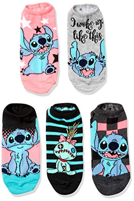 Disney womens Lilo and Stitch 5 Pack No Show Casual Sock Assorted Pink Multi Fits Sock Size 9-11 Fits Shoe Size 4-10-5 US Disney womens Lilo and Stitch 5 Pack No Show Casual Sock Assorted Pink Multi Fits Sock Size 9-11 Fits Shoe Size 4-10-5 US