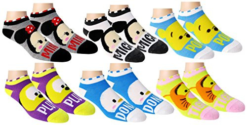 Disney Womens Mickey Mouse Tsum Tsum and Friends Ankle-No Show Socks 6 Pair Pack -One Size  Tsum Tsum-