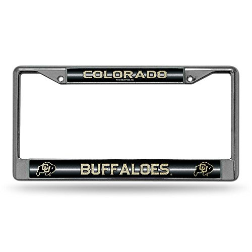 NCAA Rico Industries Bling Chrome License Plate Frame with Glitter Accent  Colorado Buffaloes