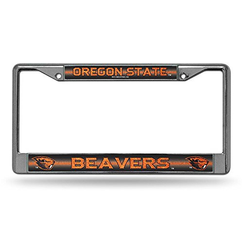 NCAA Rico Industries Bling Chrome License Plate Frame with Glitter Accent  Oregon State Beavers