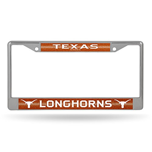 NCAA Rico Industries Bling Chrome License Plate Frame with Glitter Accent  Texas Longhorns