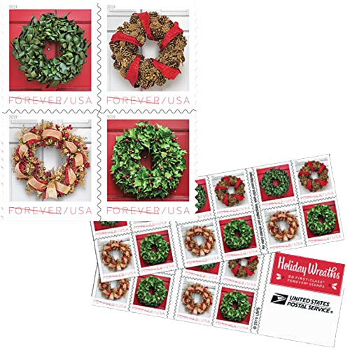 USPS Forever Holiday Wreaths - Book of 20 Postage Stamps USPS Forever Holiday Wreaths - Book of 20 Postage Stamps