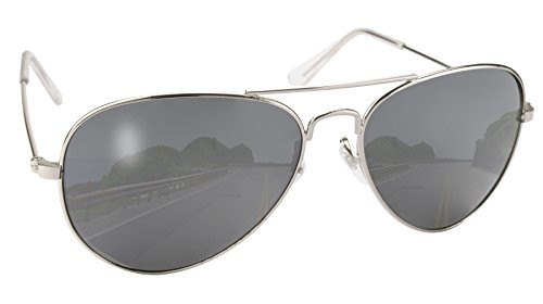 Pacific Coast Aviator Sunglasses -Silver Frame-Smoke Lens-