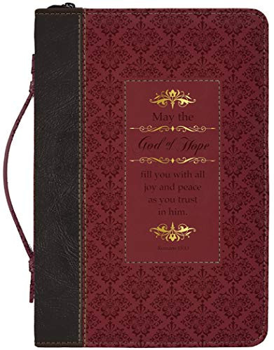 Divinity Boutique God of Hope Joy Peace Romans Black and Burgundy X-Large Faux Leather Bible Cover