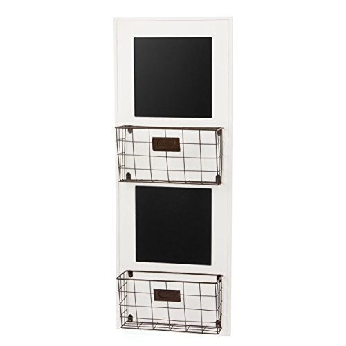 Skalny White Rectangle Wood Wall Storage Unit with Chalkboard, 11.75" x 4" x 31.5" Skalny White Rectangle Wood Wall Storage Unit with Chalkboard, 11.75" x 4" x 31.5"
