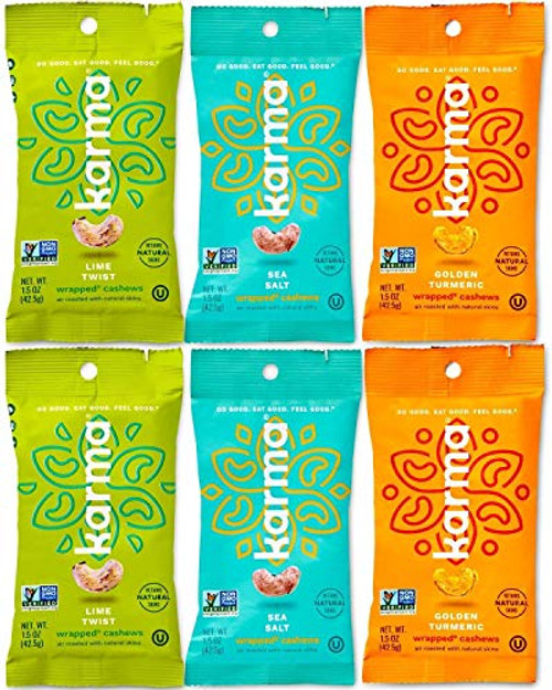 Karma Nuts Cashews Vegan Non GMO Gluten Free No Added Sugar Low Net Carb Natural Healthy Everyday Snack -Keto Variety Pack 6 Snack Packs- Karma Nuts Cashews Vegan Non GMO Gluten Free No Added Sugar Low Net Carb Natural Healthy Everyday Snack -Keto Variety Pack 6 Snack Packs-