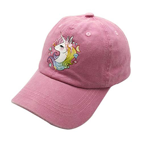 Waldeal Girls Adjustable Cute Unicorn Ponytail Cap  Denim Baseball Cap  Pink