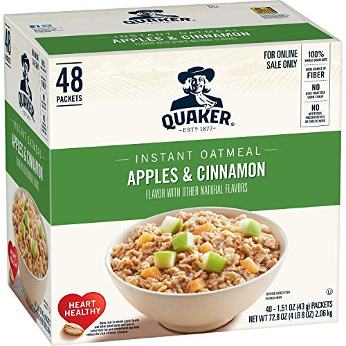 Quaker Instant Oatmeal  Apples and Cinnamon  48 Count  1-51 oz Packets Quaker Instant Oatmeal  Apples and Cinnamon  48 Count  1-51 oz Packets