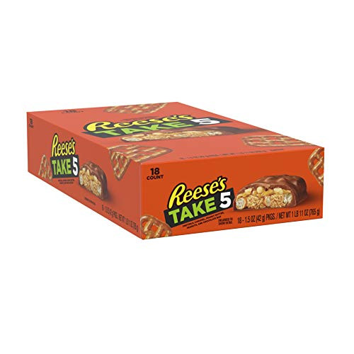 Reeses Take 5 Halloween Candy  Peanut Butter Milk Chocolate Bar  1-5 Ounce -Pack of 18-