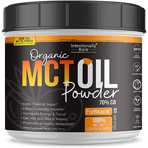 Organic Coconut MCT Oil Powder - Zero Net Carbs - Keto Diet  Paleo  Vegan - Sustained Energy  Appetite Control  Mental Clarity - Great for Keto Coffee