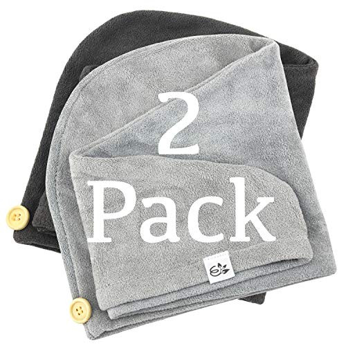 Evolatree Microfiber Hair Towel Wrap - Quick Magic Hair Dry Hat - Anti Frizz Products for Curly Hair Drying Towels - Neutral Gray and Raven Gray -2 Pack Evolatree Microfiber Hair Towel Wrap - Quick Magic Hair Dry Hat - Anti Frizz Products for Curly Hair Drying Towels - Neutral Gray and Raven Gray -2 Pack