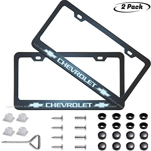 Goodcover 2pcs Black fit Chevrolet License Plate Frame Applicable to All Chery tag License Frame