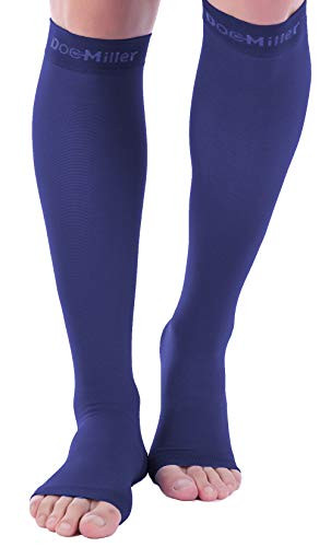 Doc Miller Open Toe Compression Socks 1 Pair 30-40 mmHg -Dk Blue OT XL Tall-