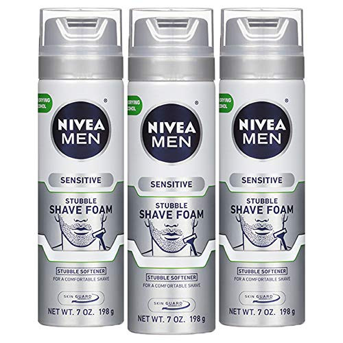 Nivea Men Sensitive Skin and Stubble Shave Foam - Pack Of 3 Beard Softener for Men  21 Ounce