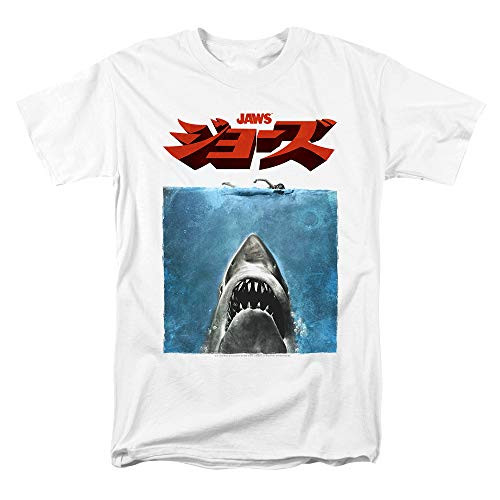 Jaws Shark Movie Original Japanese Poster T Shirt and Stickers -Medium- White
