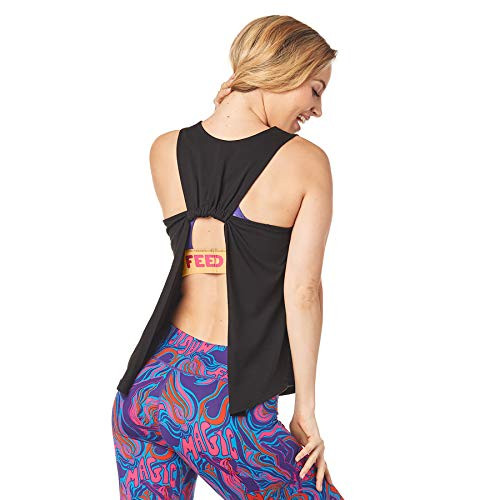 Zumba Active Backless Dance Fitness Tops Open Back Workout Tank Tops for Women  Bold Black BB  M
