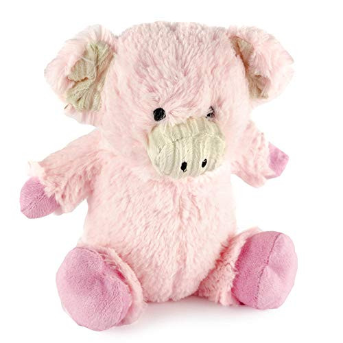 Giftable World Metropawlin Pet 7 Inch Plush Pet Toy Two Tone Cuddly Pig with Corduroy Trim Face and Squeaker Dog Chew Toy