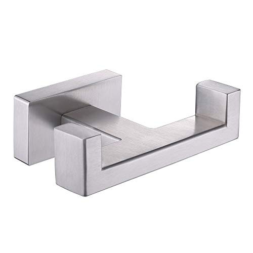 Double Towel Hook  Aomasi SUS304 Stainless Steel Dual Robe Hook  Modern Kitchen Toilet Bathroom Accessories  Home Storage Coat Holder  Brushed Steel
