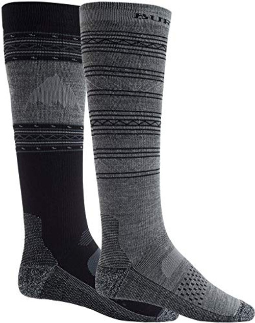 Burton Mens Performance Lightweight Sock 2Pk  True Black  Medium