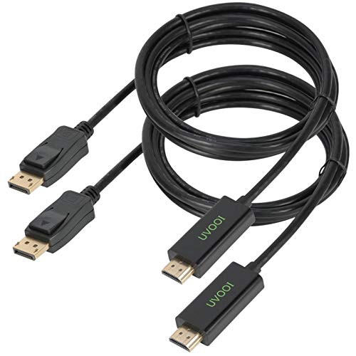 DisplayPort -DP- to HDMI HDTV Cable 10ft - 2 Pack  UVOOI Display Port to HDMI Cable Adapter Support Video and Audio