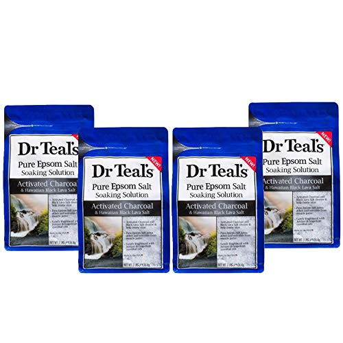Dr Teals Activated Charcoal and Lava Salt Soaking Solution  3 lbs -Pack of 4-