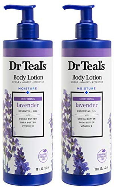 Dr- Teals Body Lotion - Moisture Plus - Soothing Lavender Essential Oil 36 Fl Oz -Two 18 Fl Oz Bottles- Dr- Teals Body Lotion - Moisture Plus - Soothing Lavender Essential Oil 36 Fl Oz -Two 18 Fl Oz Bottles-
