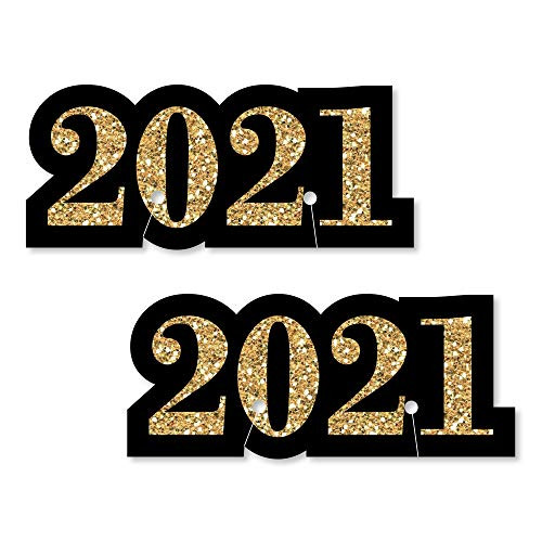 Big Dot of Happiness New Years Eve - Gold - Shaped 2021 New Years Eve Party Glass Markers - Set of 24