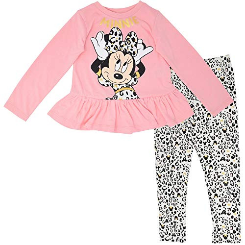 Disney Minnie Mouse Big Girls Long Sleeve Ruffled T-Shirt and Leggings Set Pink Leopard 7-8 Disney Minnie Mouse Big Girls Long Sleeve Ruffled T-Shirt and Leggings Set Pink Leopard 7-8