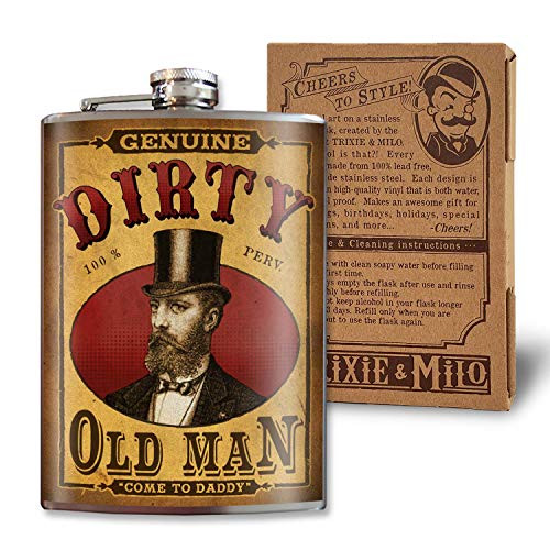Dirty Old Man - 8oz Flasks For Liquor For Men - Stainless Steel Flask - Groomsmen Gifts - Whiskey Flask Funny - Alcohol Flask For Men - Funny Flask -