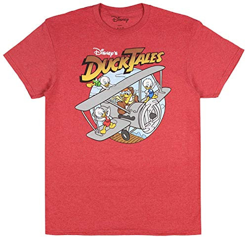 Disney Ducktales Shirt Launchpad Plane Stunt Logo T-Shirt -Large- Red Heather