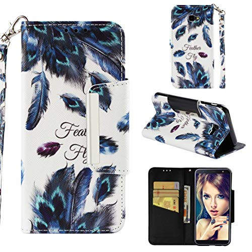 Case for Galaxy J4--J4 Plus -3D Printing- PU Leather Kickstand Wallet Case with Card Slots Inner TPU Bumper with Magnetic Closure and Wrist Strap Compat