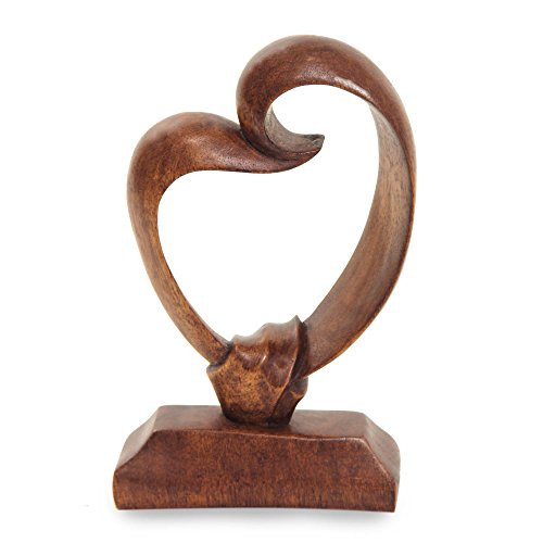 NOVICA 158689 Brown Romantic Suar Wood Sculpture, 7.75" Tall 'Heart Bond' NOVICA 158689 Brown Romantic Suar Wood Sculpture, 7.75" Tall 'Heart Bond'