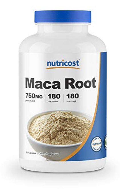 Nutricost Maca Root -Lepidium meyenii- 750mg  180 Capsules  180 Servings