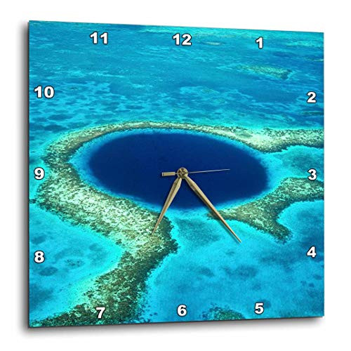 3dRose DPP_85536_1 Blue Hole, Lighthouse Reef, Belize SA02 GJO0120 Greg Johnston Wall Clock, 10 by 10-Inch