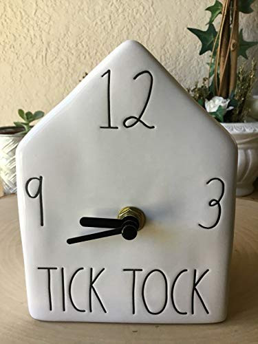 Rae Dunn By Magenta TICK Tock Ceramic LL Decorative Birdhouse Desk Shelf Clock 2020 Limited Edition