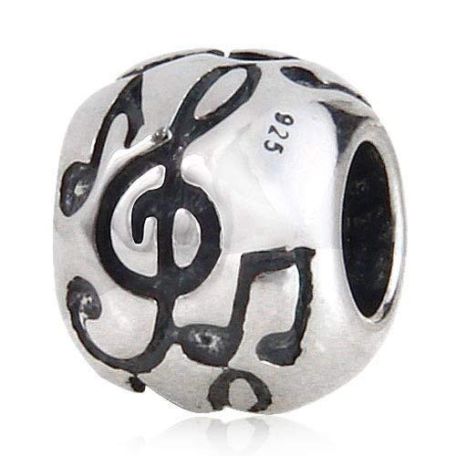 Treble G Clef Melody Music Note Charms 925 Sterling Silver Musical Bead for European Bracelets