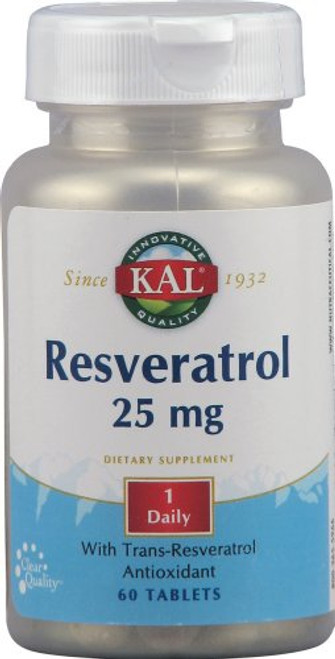 Kal 25 Mg Resveratrol Tablets  60 Count