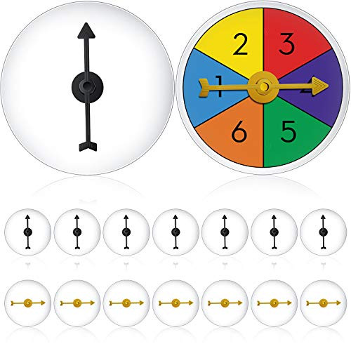 Outus 16 Pieces Transparent Game Spinners with Rotating Arrow Round Dry Erase Math Game Spinner for Teaching and Party Games  Yellow and Black