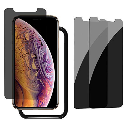 EWUONU Privacy Screen Protector for iphone XS Max  iphone 11 Pro Max Privacy Tempered Glass  Anti Scratch and Bubble Free  Easy Installation Tray Includ