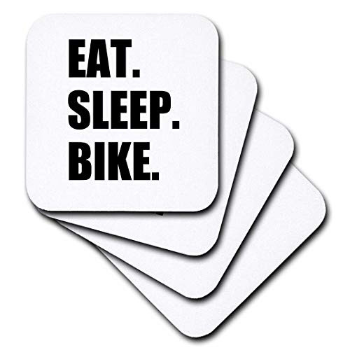 3dRose CST-180385-3 Eat Sleep Bike Passionate About Biking Biker Typography Text Gifts Ceramic Tile Coasters  -Set of 4-