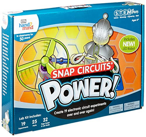 Snap Circuits Power! Kids Science Kit, 19 Stem Experiments & Activities, Light Up A Robot, Learn about Electricity | Gifts for Girls & Boys, Children & Teens | Educational Toy | STEM Authenticated