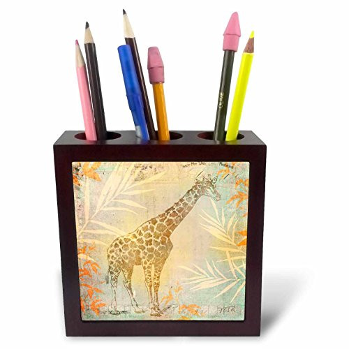3dRose ph_271175_1 African Giraffe Illustration Tile Pen Holder, 5"