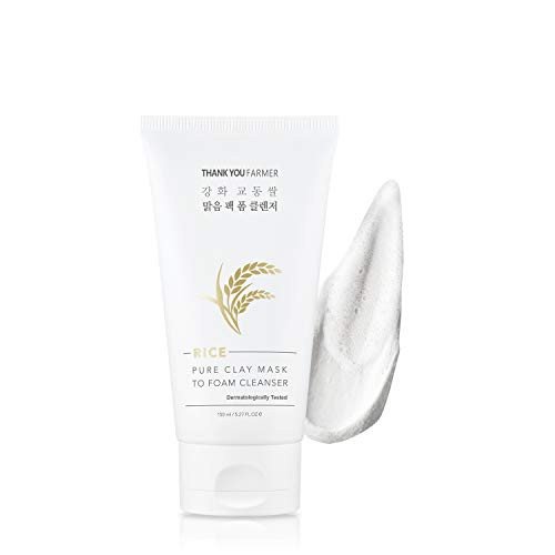 THANKYOU FARMER Rice Pure Clay Mask To Foam Cleanser - Korean Rice Extracts 100 000ppm - 5-27 Fl Oz -150ml-
