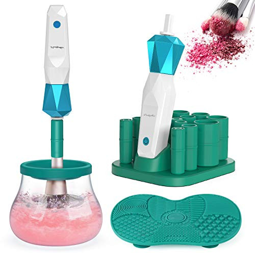 Electric Makeup Brush Cleaner Dryer  Super-Fast Automatic Brush Cleaner Spinner Makeup Brush Tools with 14 Size Rubber Collars  Wash and Dry in Second