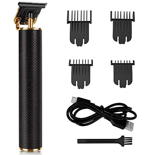 Professional Outliner Trimmer  Zero Gapped T-Blade Close Cutting Clippers Rechargeable Cordless Hair Trimmers for Men Beard Shaver Barbershop -Black-