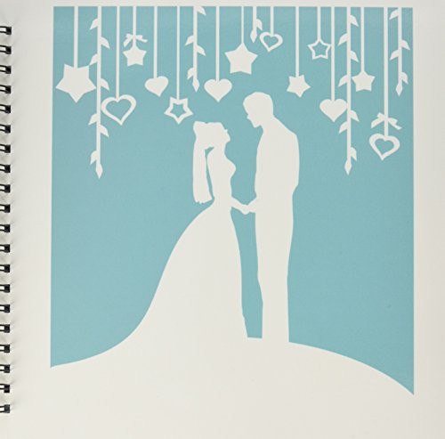 3dRose db-120285-2 Elegant Bride and Groom Silhouettes on Turquoise Teal Blue for Weddings Anniversaries Engagements Memory Book  12 by 12-Inch