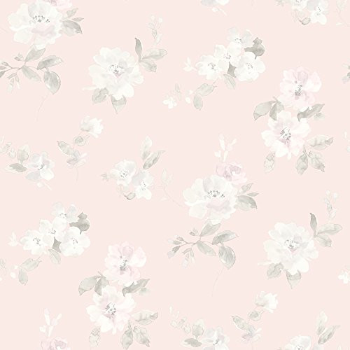 Chesapeake HAS54598 Captiva Light Pink Floral Toss Wallpaper