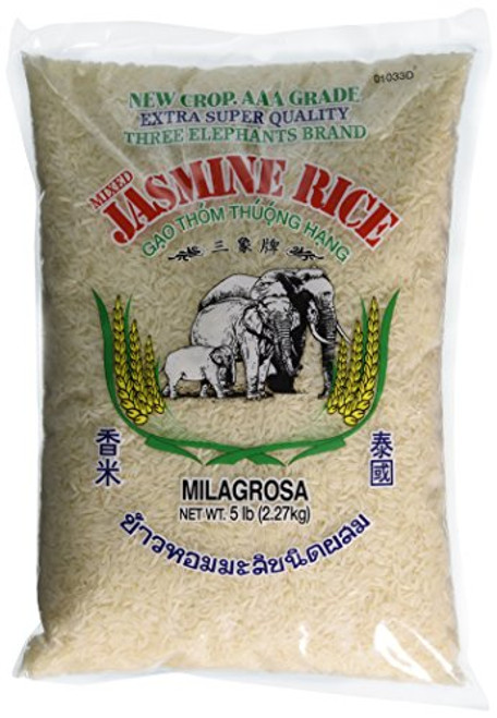 Three Elephants Thai Jasmine Rice 5 Pound Three Elephants Thai Jasmine Rice 5 Pound