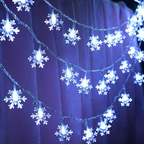 E-lishine 19ft -40LED Snowflake String Light String Outdoor Waterproof House Decorative Light String Interior Decoration Decorative Snowflake Lights f