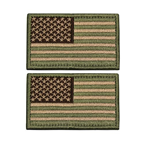 ELLEWIN 2 PCS USA Flag Patches Embroidered Tactical Morale American Flag Patch Hook and Loop  Multitan